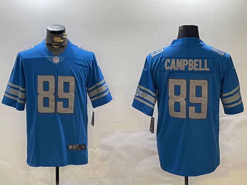 Men Detroit Lions #89 Campbell Blue 2024 Nike Limited NFL Jersey style 1